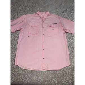 Columbia PFG Bahama II Fishing Shirt Mens XL Short Sleeve Pink Cotton (F19)